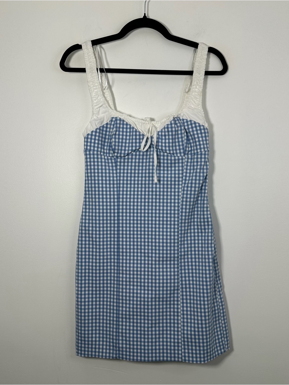Zara Blue White Gingham Mini Dress XS Bustier Corset Cottagecore NWT